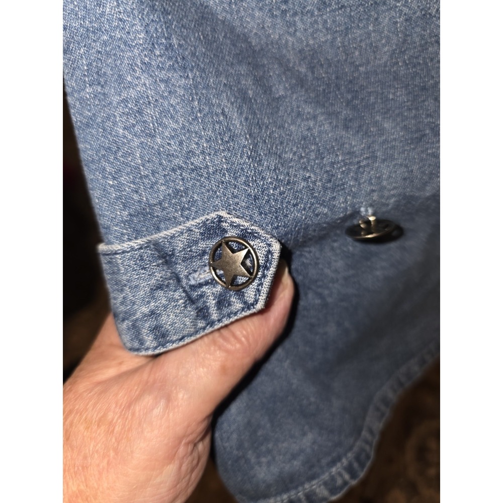 Christopher & Banks Size L Denim Jacket Shirt Sailing Theme. 23" PTP,  26" Long. - Picture 7 of 12